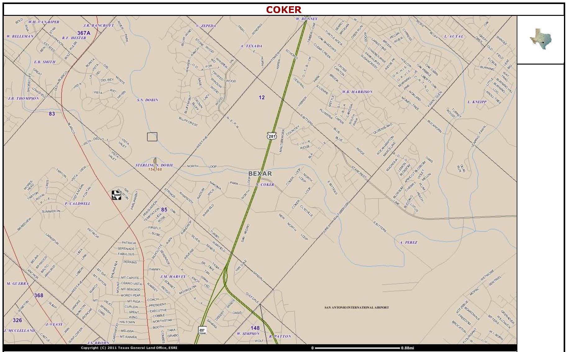 John Coker's land grant in Bexar County
